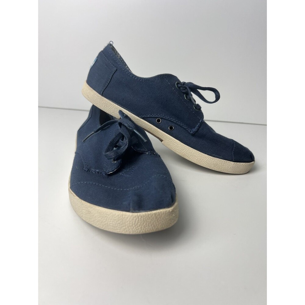 TOMS Men's Paseo Size 8.5 Blue Canvas Lace Up Casual Low Top Shoes Sneakers